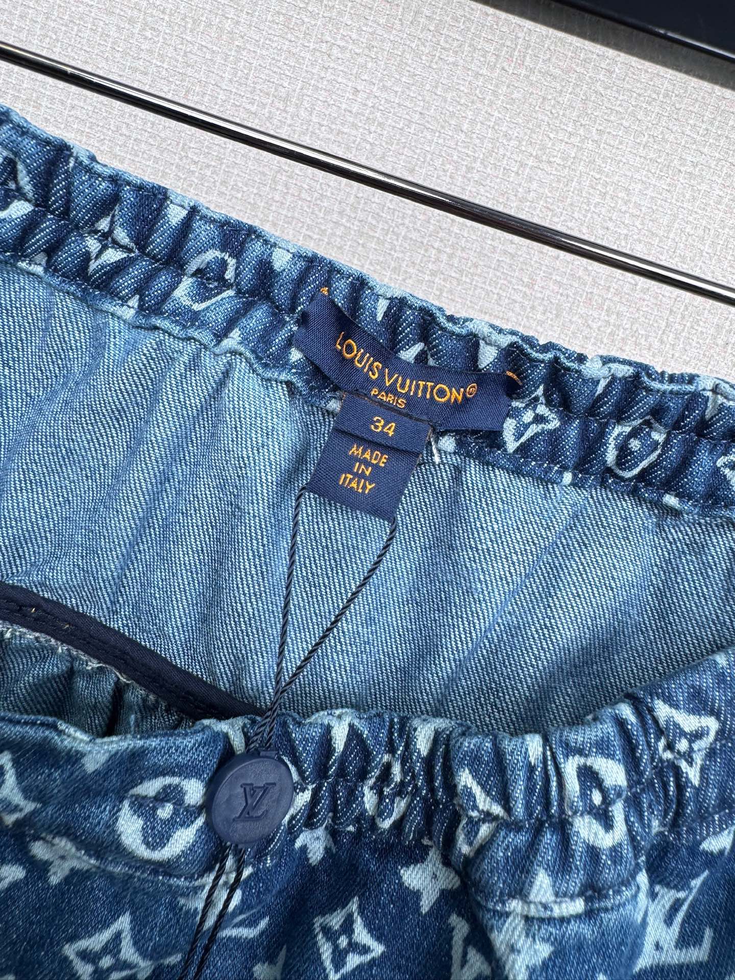 Copy Louis Vuitton Monogram Denim Tiered Replica Skirt - Image 8