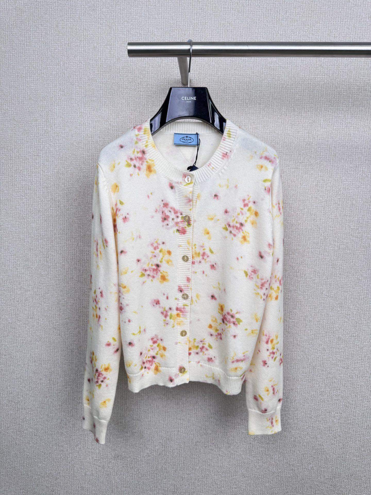 Luxury Prada Floral-Pattern Replica Cardigan