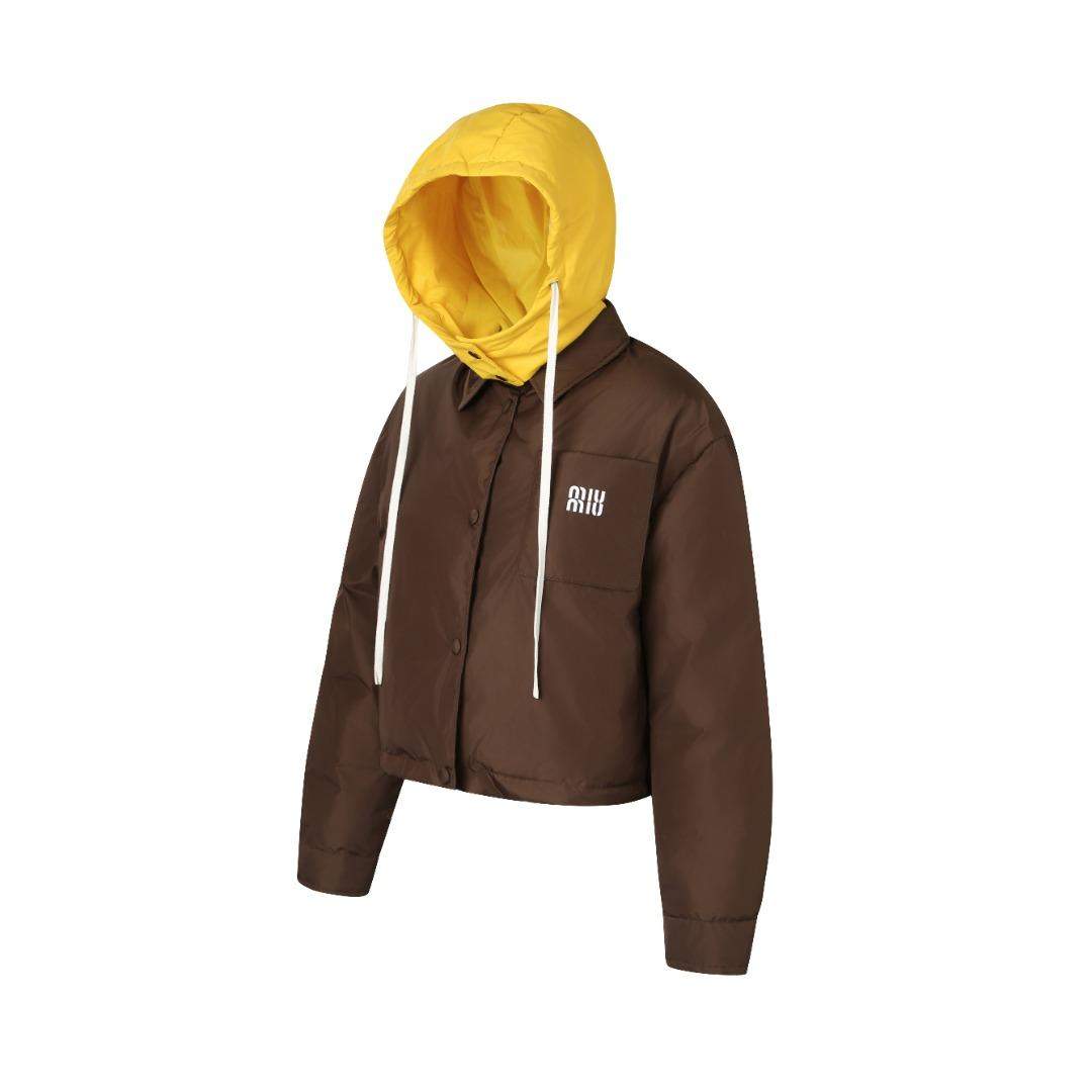 Copy Miu Miu Technical Pongé Down Hoodie Replica Jacket - Image 3