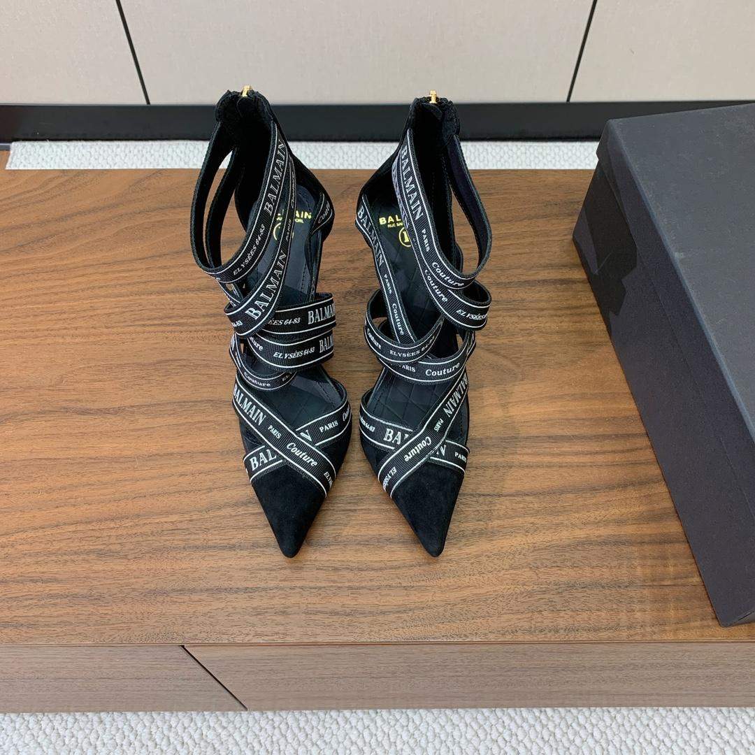 Copy Balmain Couture Suede Replica Heels With Balmain Ribbon Motif - Image 2