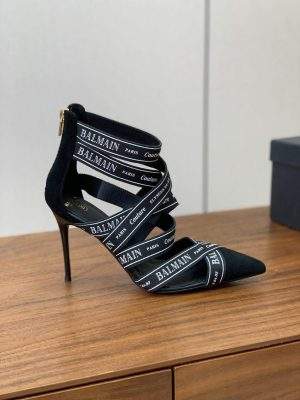 Copy Balmain Couture Suede Replica Heels With Balmain Ribbon Motif