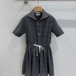 Deluxe Miu Miu Prince of Wales Pleated Replica Short Dress