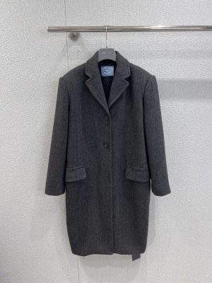 Exclusive Prada Single-Breasted Chevron Wool Replica Jacket