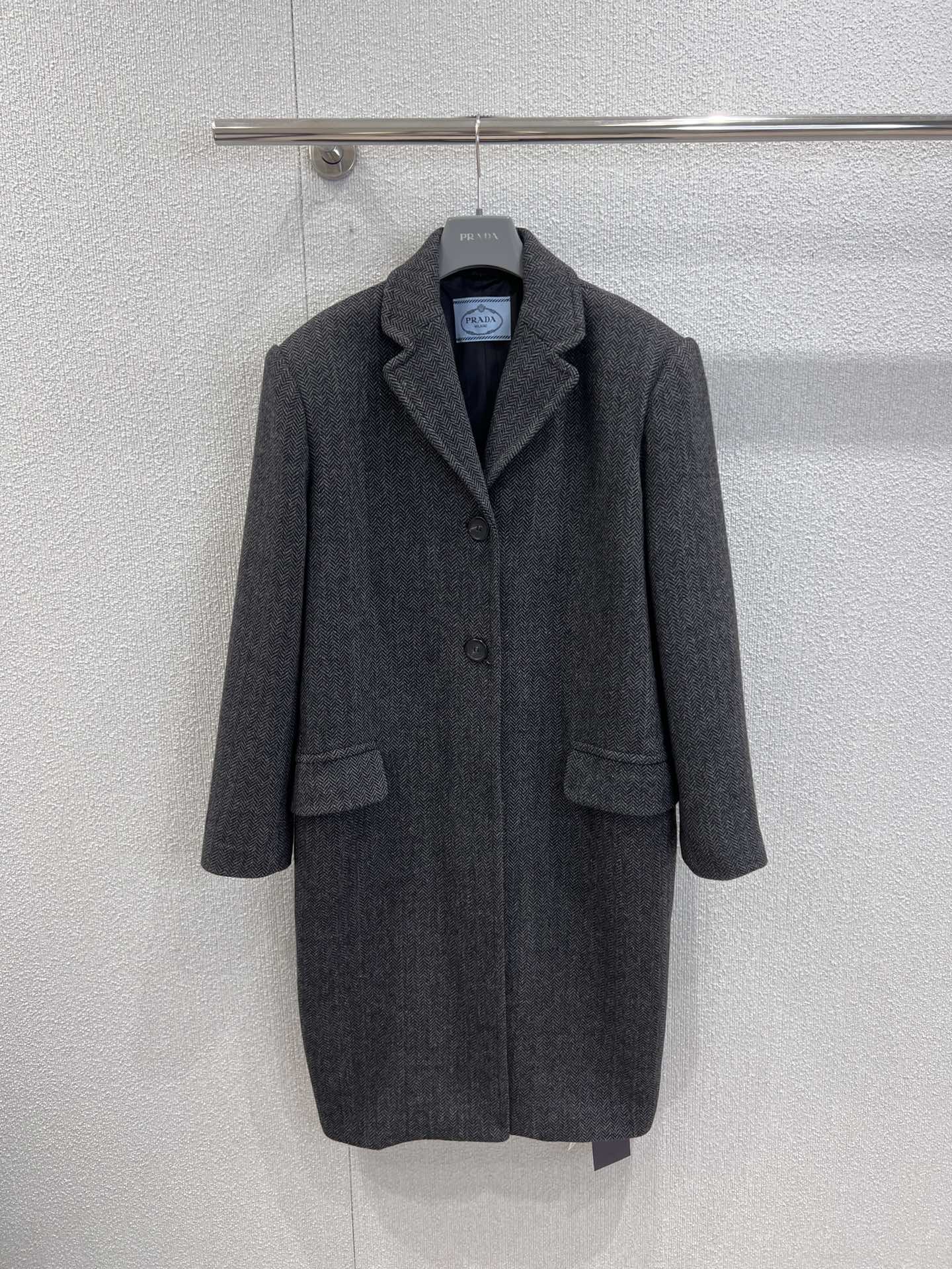 Exclusive Prada Single-Breasted Chevron Wool Replica Jacket
