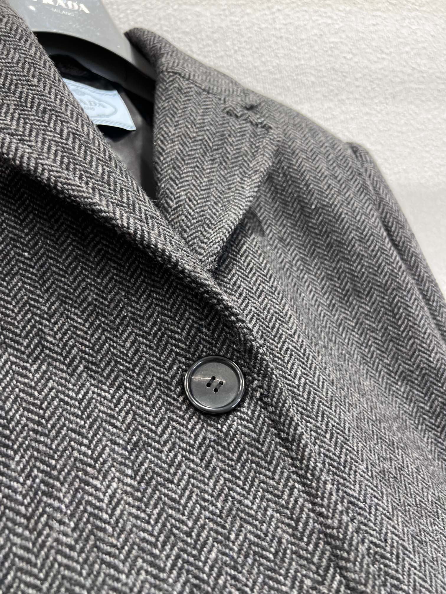 Exclusive Prada Single-Breasted Chevron Wool Replica Jacket - Image 7