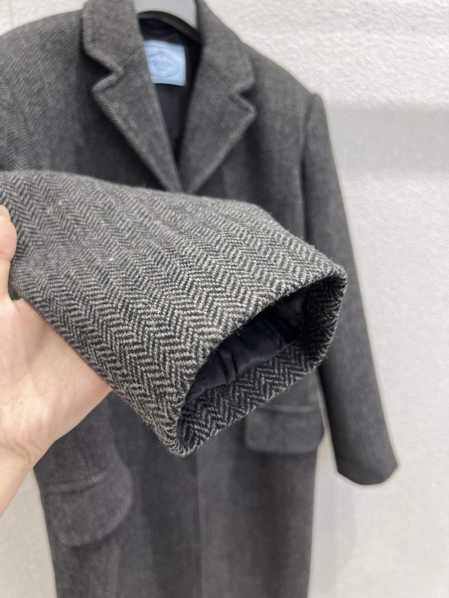 Exclusive Prada Single-Breasted Chevron Wool Replica Jacket - Image 8