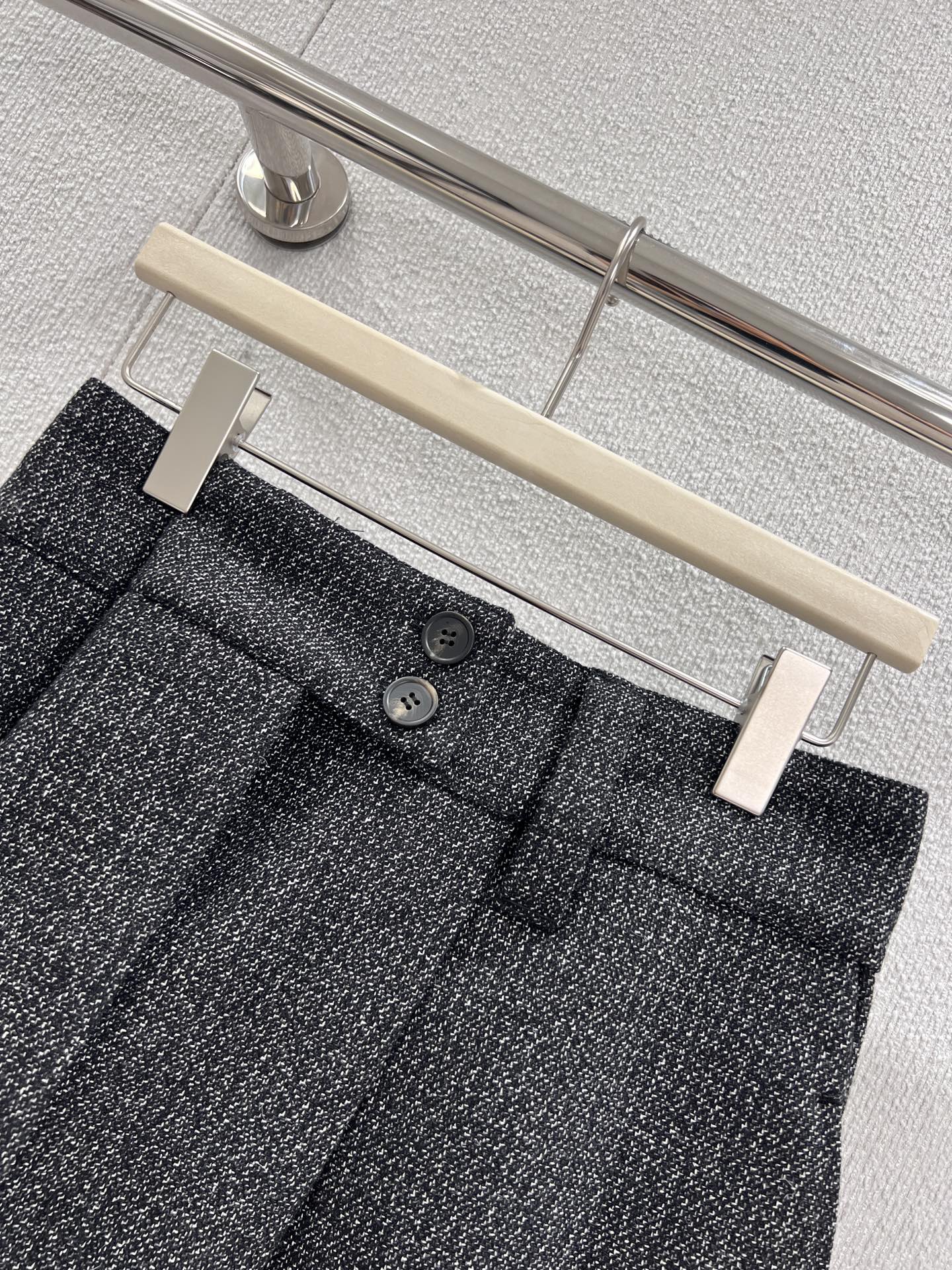 Superior Prada Gingham Check Mouliné Wool Replica Miniskirt - Image 5