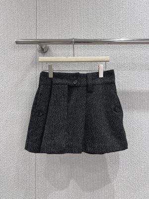 Superior Prada Gingham Check Mouliné Wool Replica Miniskirt