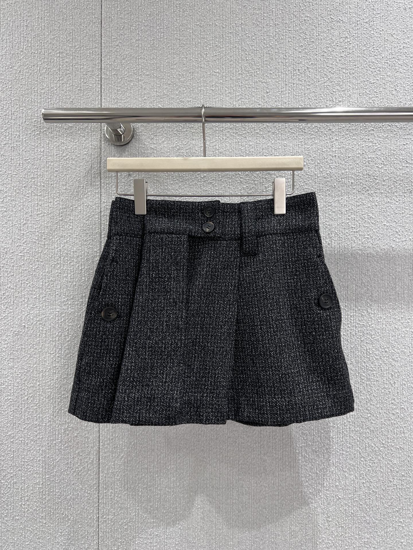 Superior Prada Gingham Check Mouliné Wool Replica Miniskirt