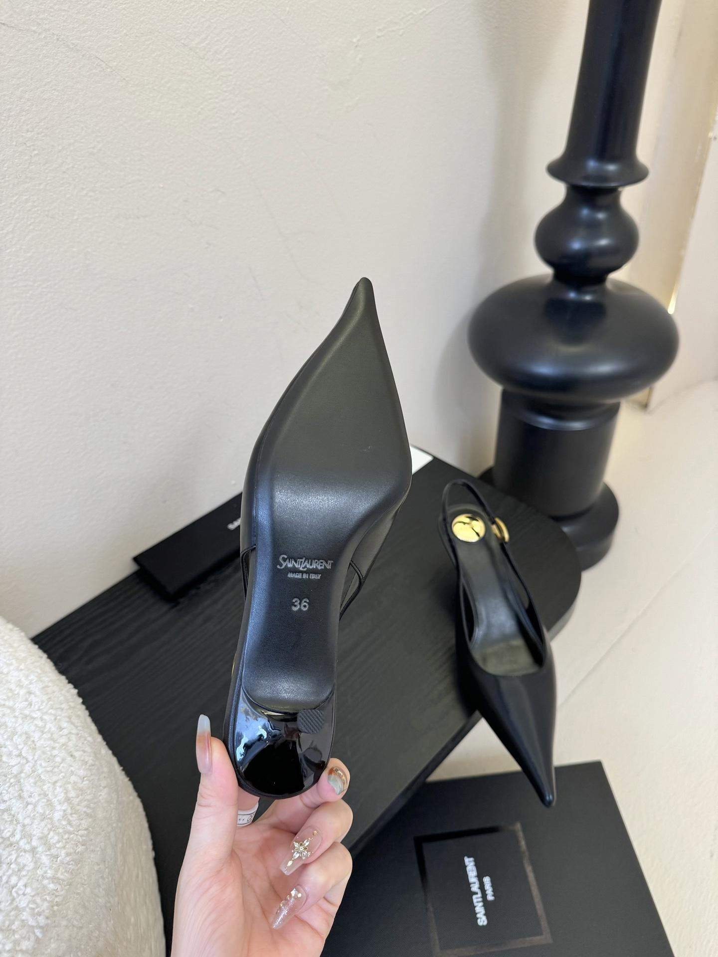 Premium Yves Saint Laurent Vendome Replica Slingback Pumps In Smooth Leather - Image 9