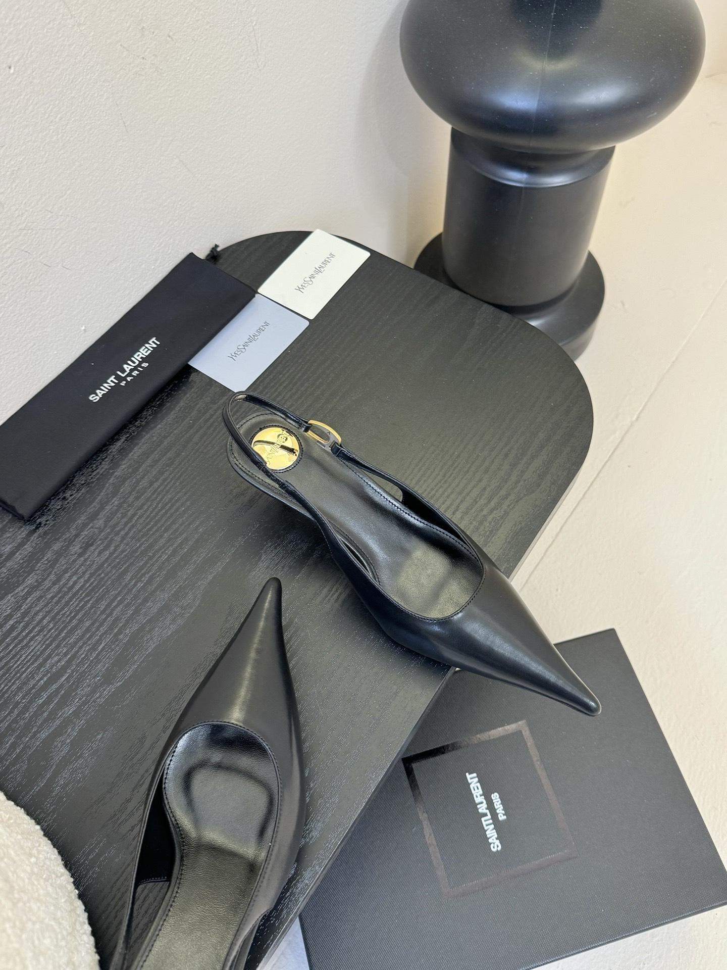 Premium Yves Saint Laurent Vendome Replica Slingback Pumps In Smooth Leather - Image 5