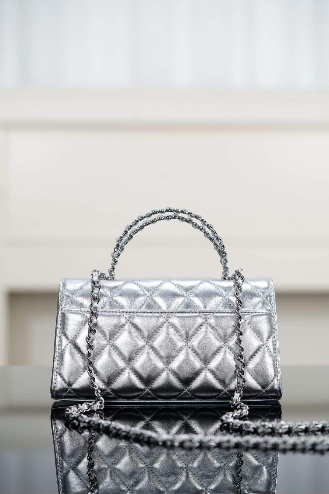 Deluxe Mini Replica Flap Bag With Top Handle - Image 2