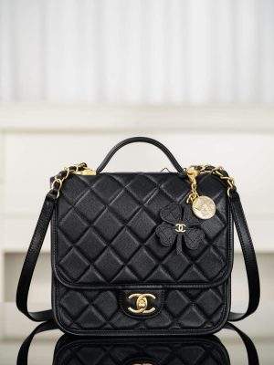 Copy Grained Shiny Calfskin & Gold-Tone Metal Replica Backpack