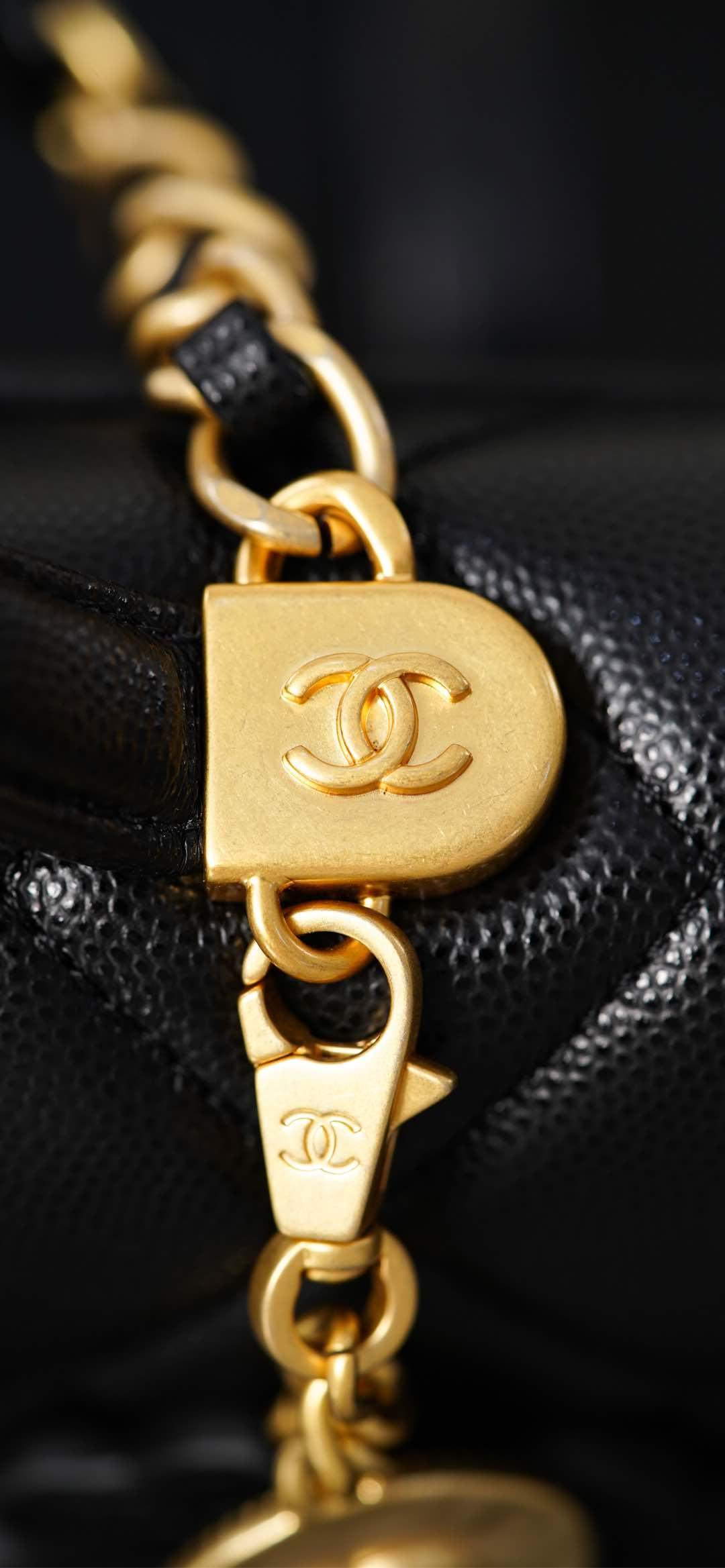 Copy Grained Shiny Calfskin & Gold-Tone Metal Replica Backpack - Image 10