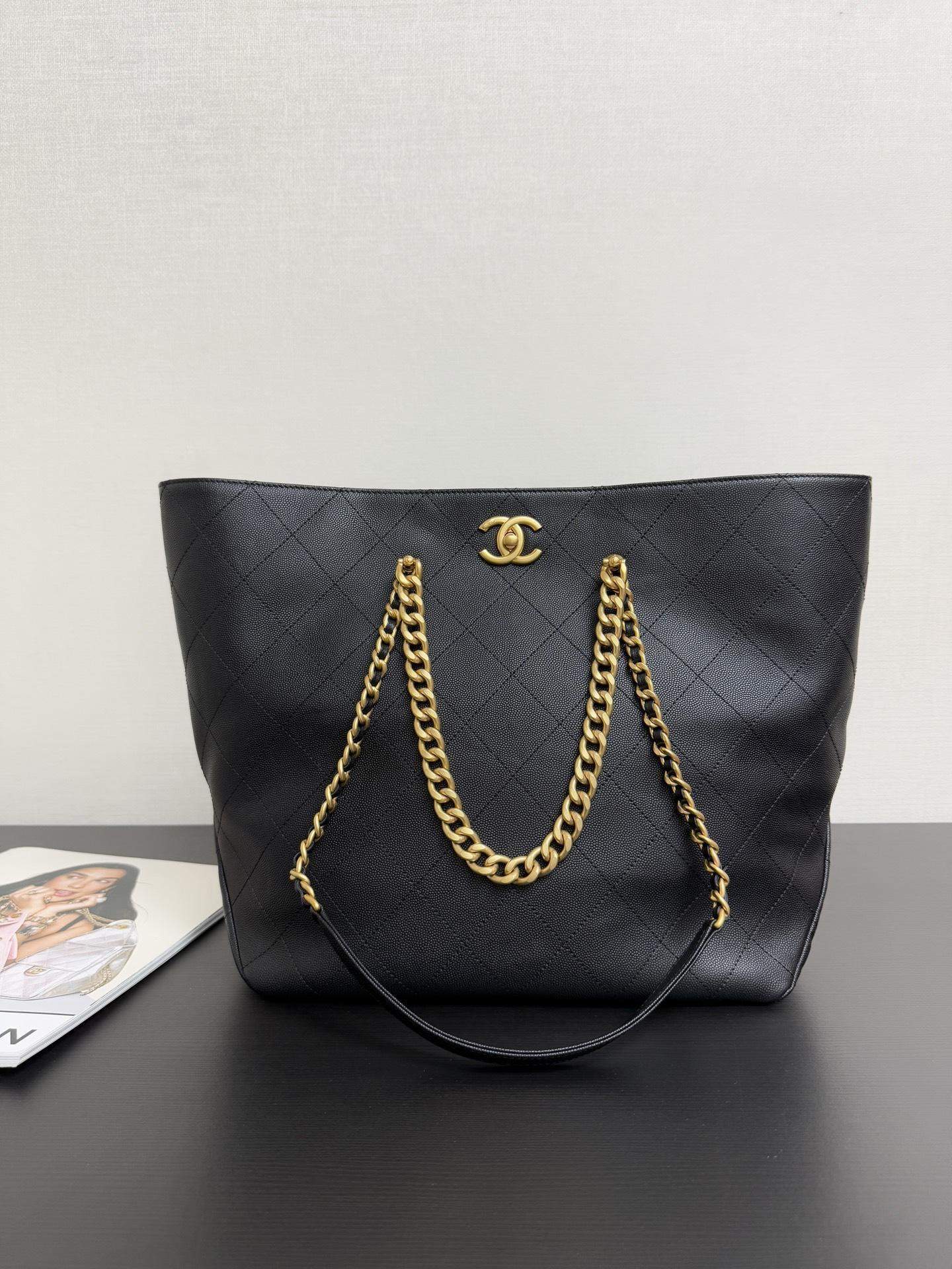 Premium Grained Shiny Calfskin Replica Shopping Bag