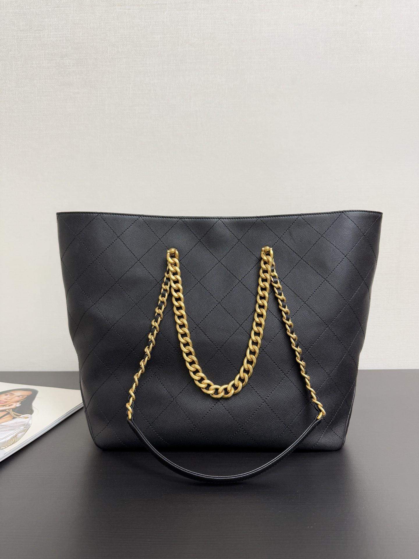 Premium Grained Shiny Calfskin Replica Shopping Bag - Image 2