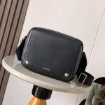 Deluxe Loewe Medium Pebble Replica Messenger Bag In Smooth Calfskin - Black