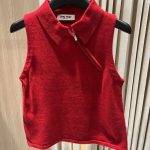 Copy Miu Miu Sleeveless Cashmere Replica Polo Shirt