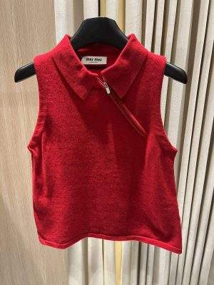 Copy Miu Miu Sleeveless Cashmere Replica Polo Shirt