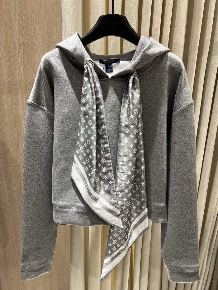Exclusive Louis Vuitton Cropped Monogram Scarf Replica Hoodie