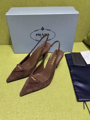 Luxury Prada Suede Replica Slingback Pumps