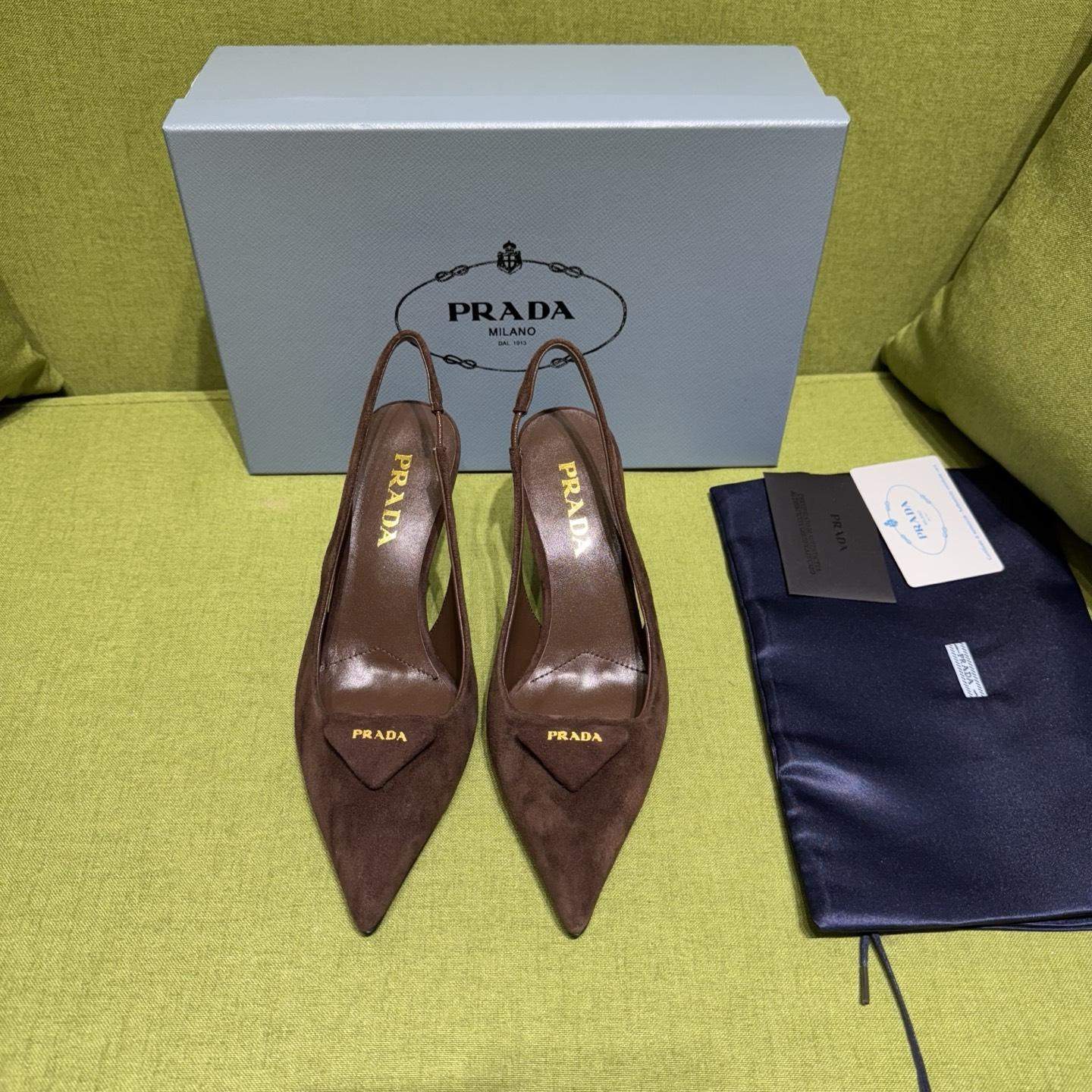 Luxury Prada Suede Replica Slingback Pumps - Image 2