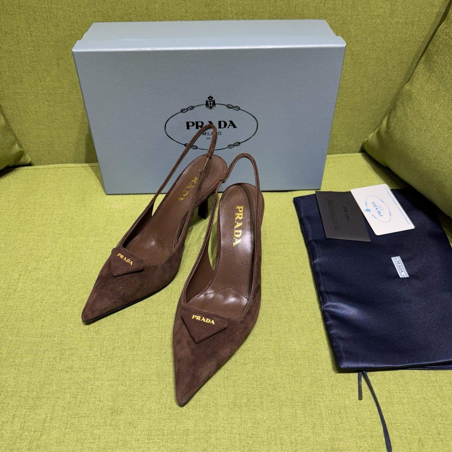 Luxury Prada Suede Replica Slingback Pumps - Image 4