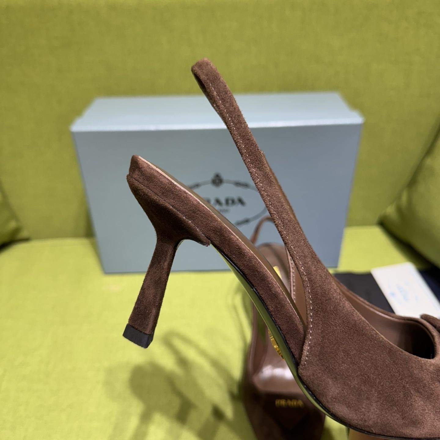 Luxury Prada Suede Replica Slingback Pumps - Image 8