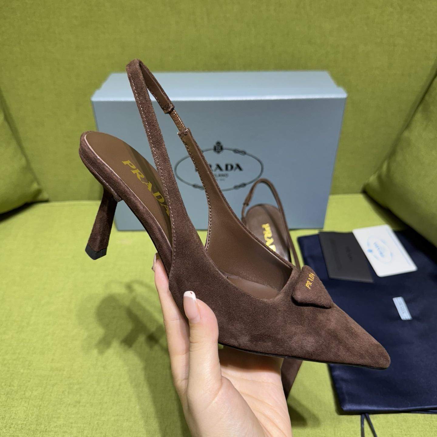 Luxury Prada Suede Replica Slingback Pumps - Image 5