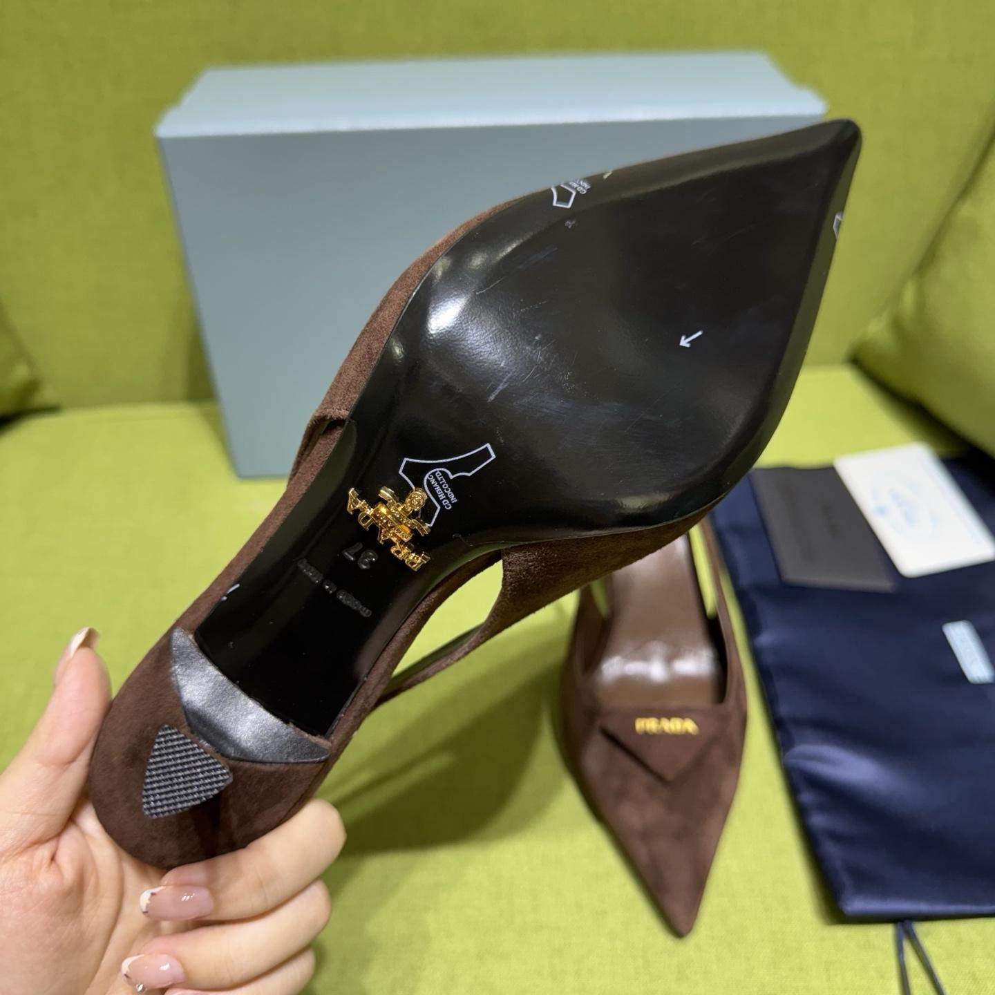 Luxury Prada Suede Replica Slingback Pumps - Image 9