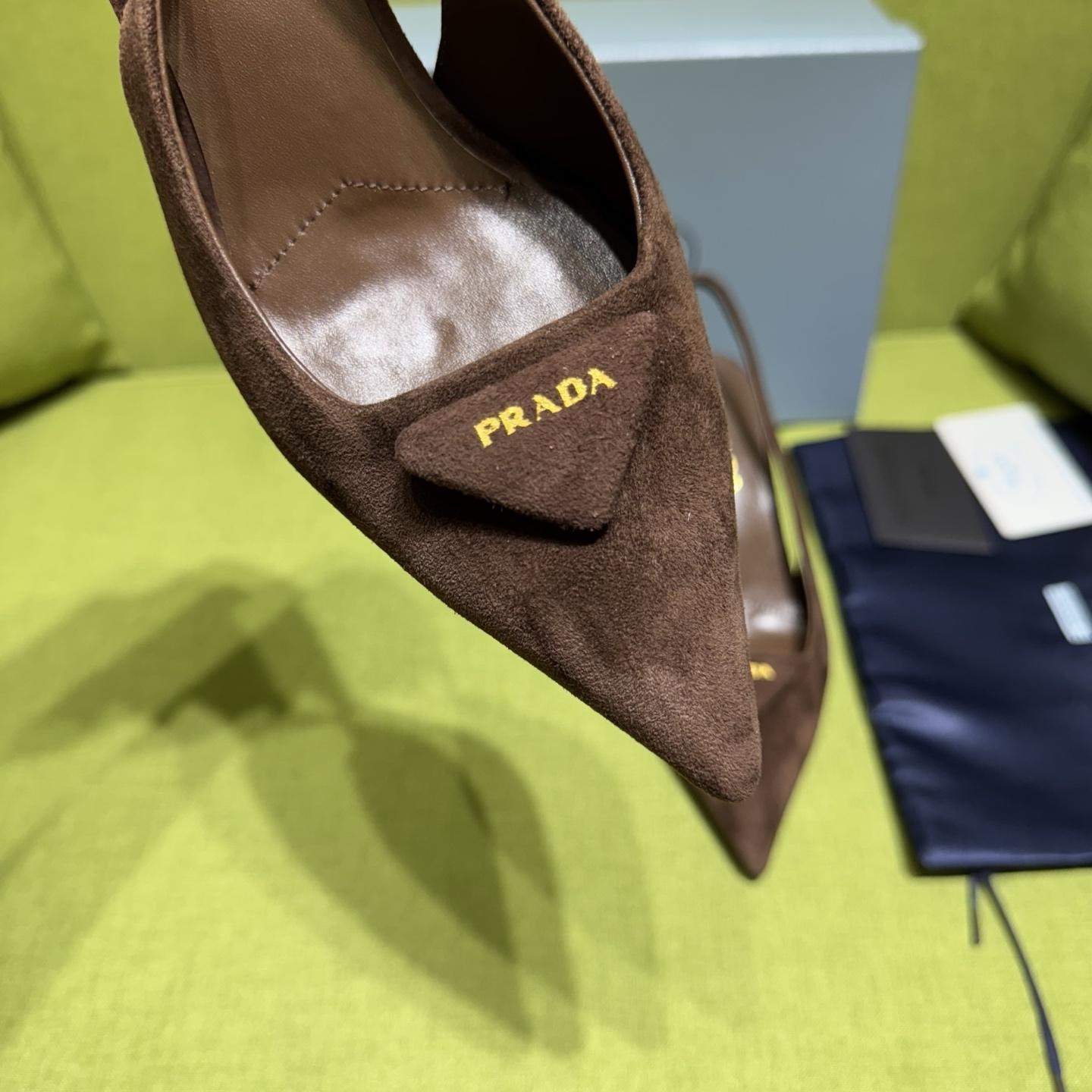 Luxury Prada Suede Replica Slingback Pumps - Image 6