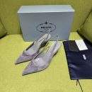 Luxury Prada Suede Replica Slingback Pumps - Gray