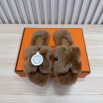 Deluxe Hermès Oran Shearling Replica Slide - Light Brown