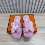 Deluxe Hermès Oran Shearling Replica Slide - Light Pink