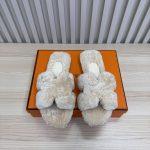 Deluxe Hermès Oran Shearling Replica Slide - Beige