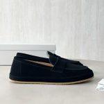 Deluxe Brunello Cucinelli Washed Suede Replica Loafer Sneakers - Black