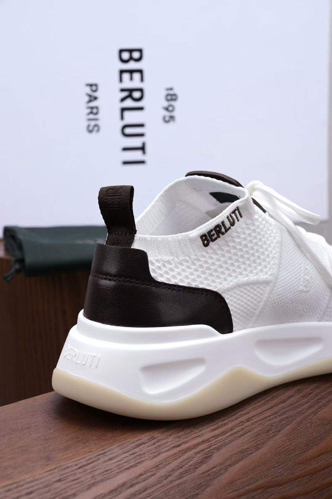 Superior Berluti Shadow Knit And Lagoon Calf Sneaker - Image 5