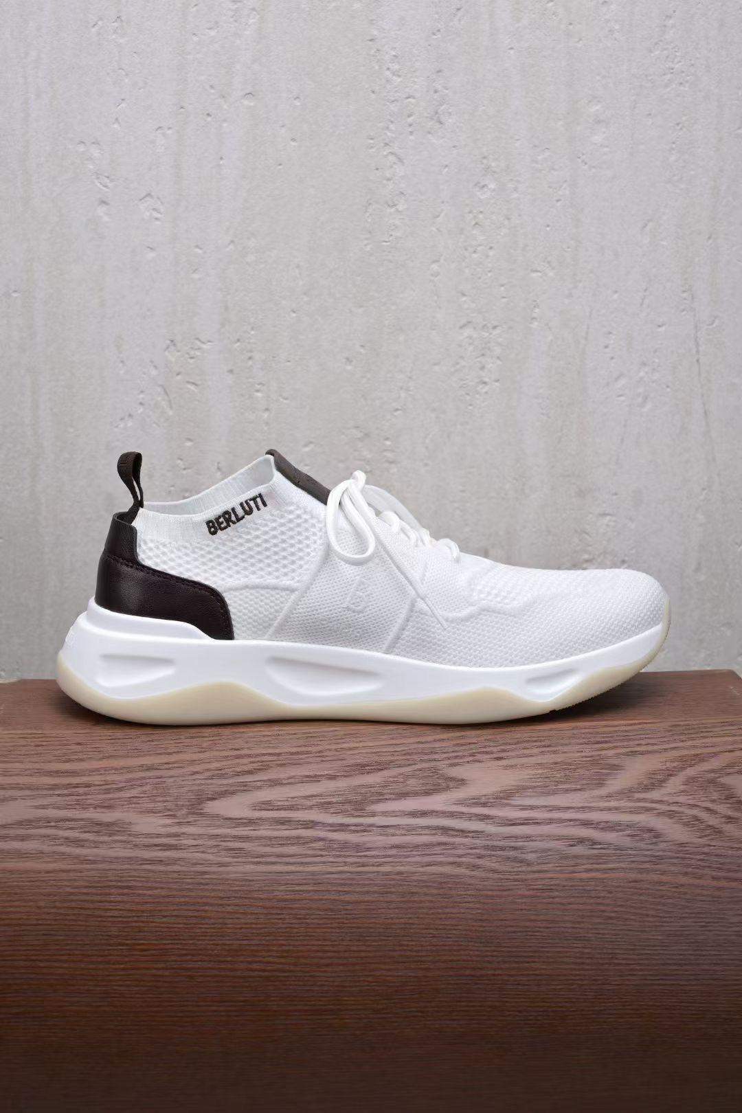 Superior Berluti Shadow Knit And Lagoon Calf Sneaker