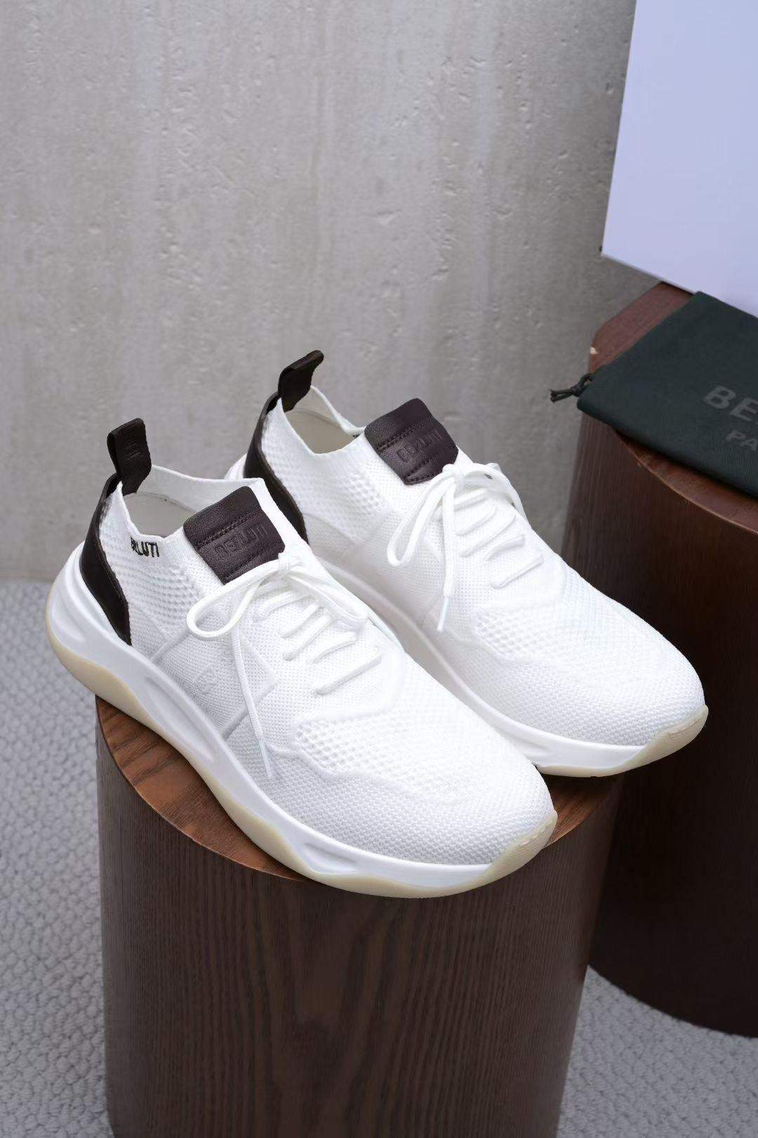 Superior Berluti Shadow Knit And Lagoon Calf Sneaker - Image 2