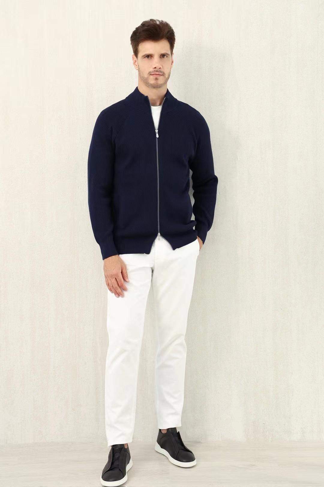 Copy Brunello Cucinelli Malfilé Cotton English Rib Cardigan With Raglan Sleeves And Zipper - Image 3