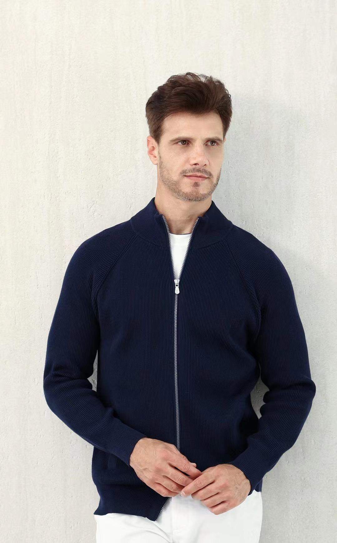 Copy Brunello Cucinelli Malfilé Cotton English Rib Cardigan With Raglan Sleeves And Zipper - Image 4