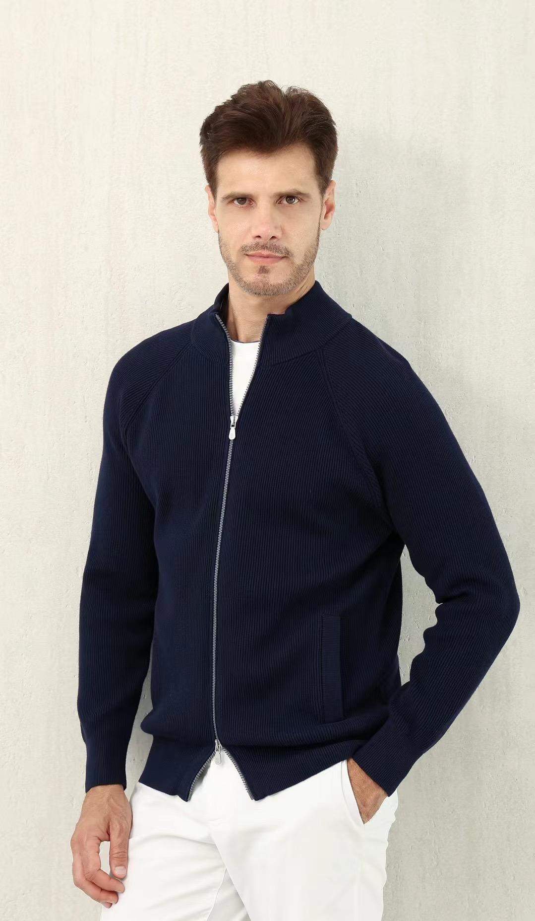 Copy Brunello Cucinelli Malfilé Cotton English Rib Cardigan With Raglan Sleeves And Zipper - Image 5