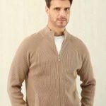 Copy Brunello Cucinelli Malfilé Cotton English Rib Cardigan With Raglan Sleeves And Zipper - Light Brown