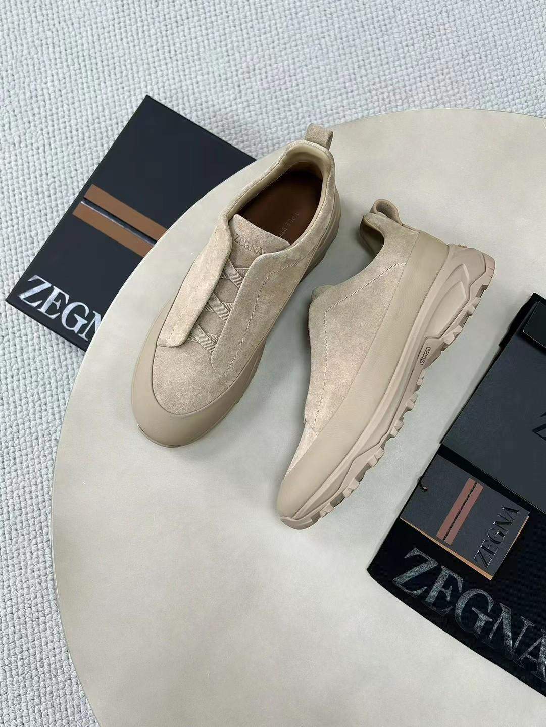 Finest Ermenegildo Zegna Leather And Suede Triple Stitch Monte Sneakers - Image 3