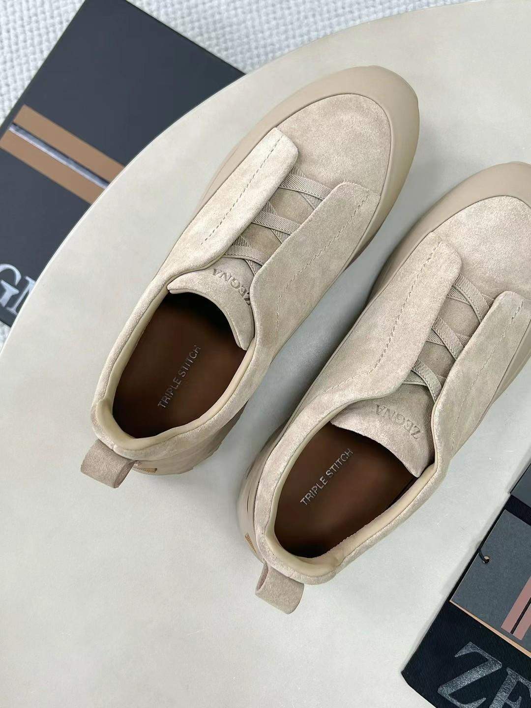 Finest Ermenegildo Zegna Leather And Suede Triple Stitch Monte Sneakers - Image 4