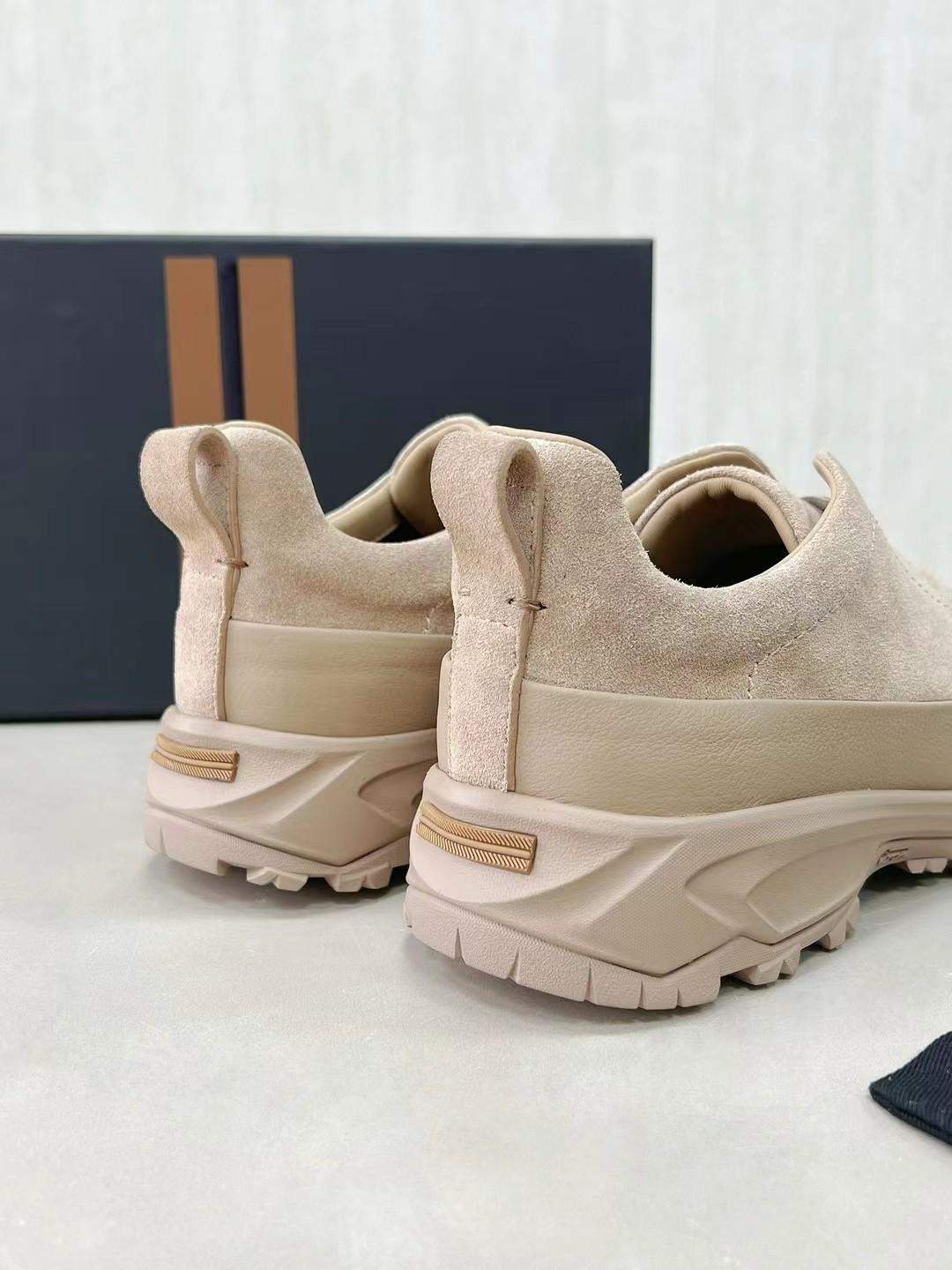 Finest Ermenegildo Zegna Leather And Suede Triple Stitch Monte Sneakers - Image 5