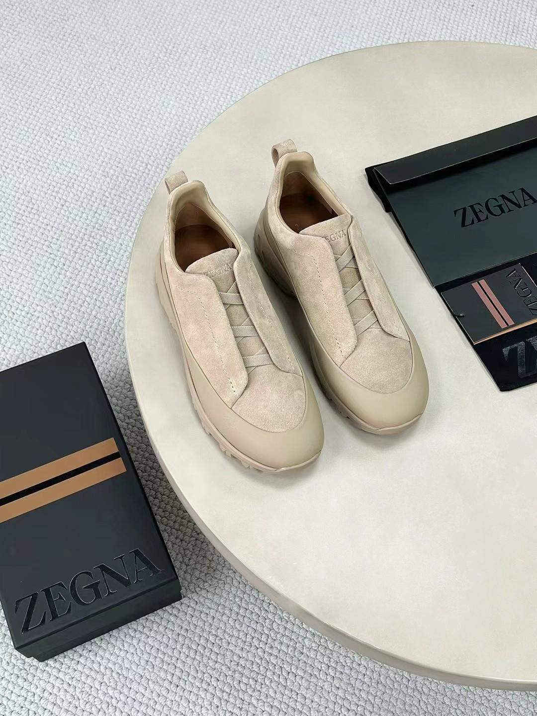 Finest Ermenegildo Zegna Leather And Suede Triple Stitch Monte Sneakers - Image 2