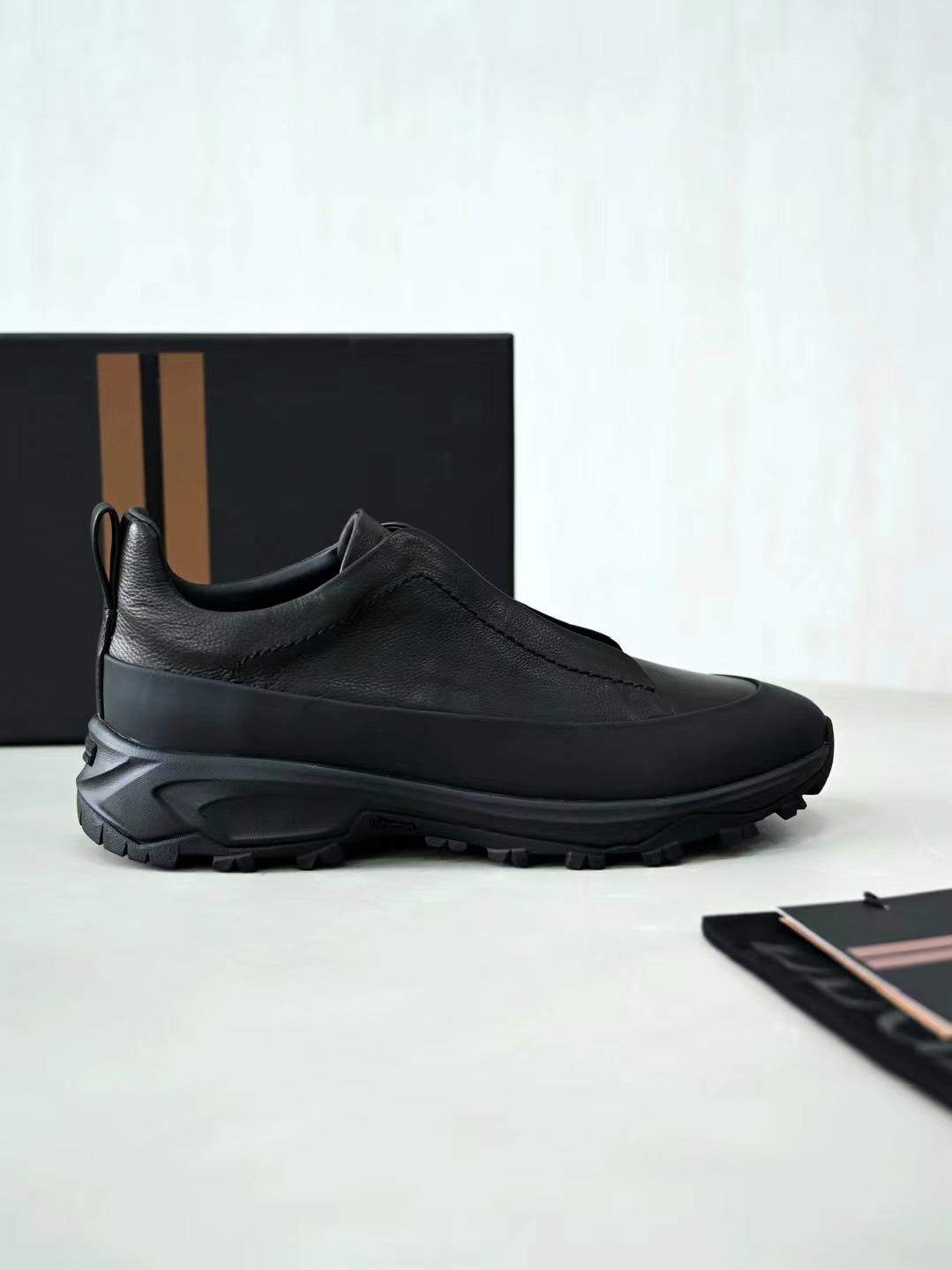 Copy Ermenegildo Zegna Leather Triple Stitch Monte Sneakers