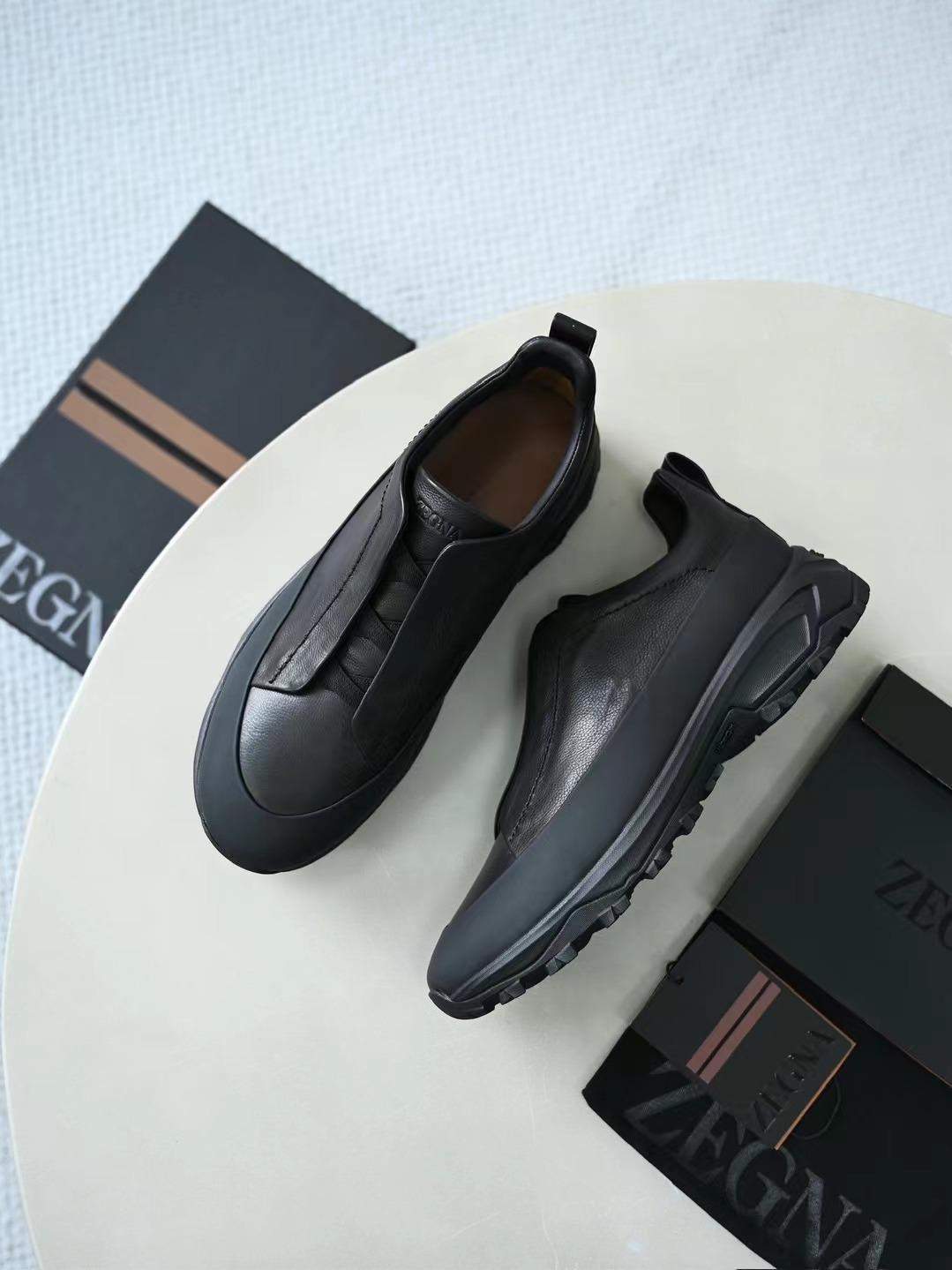 Copy Ermenegildo Zegna Leather Triple Stitch Monte Sneakers - Image 3