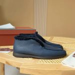 Top Grade Loro Piana Open Walk Replica Ankle Boot - Navy Blue